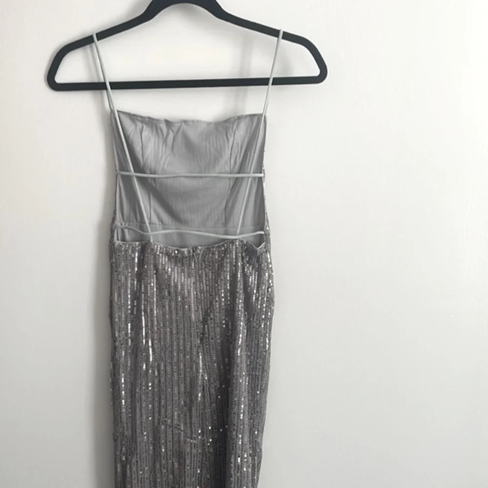 NWT Silver Sequin Midi Dress - Picture 4 of 7